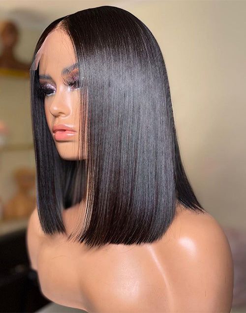 Elegant Short Bob Wig Naturally Hairline 4x4 HD Lace Closure