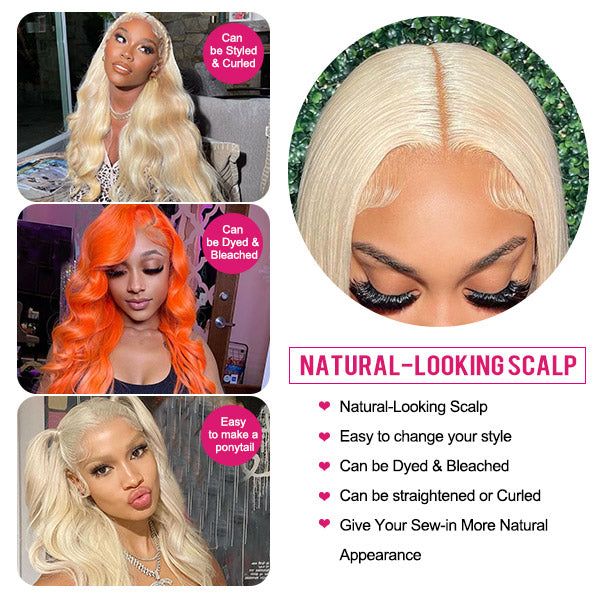 Straight HD Transparent LaceFront Human Hair 613 Blonde color