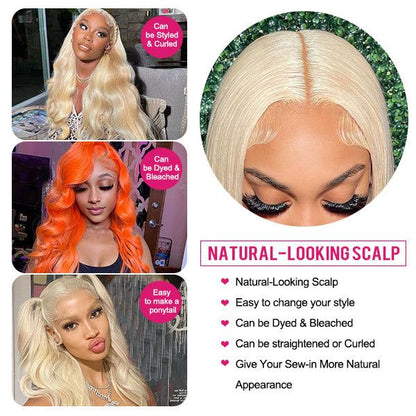 Body Wave 13x4 Transparent HD Lace Wig 613 Blonde color