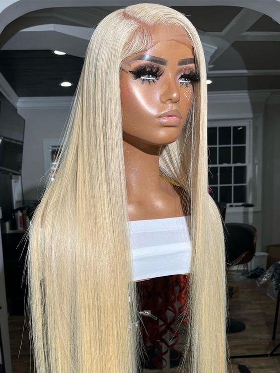 Straight HD Transparent LaceFront Human Hair 613 Blonde color