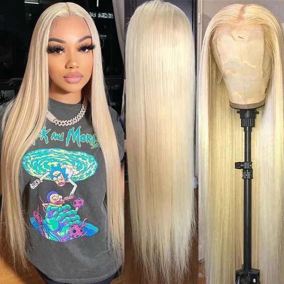 Straight HD Transparent LaceFront Human Hair 613 Blonde color