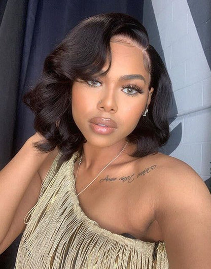 Silky Short Loose Wave 5x5 Lace Closure Bob Wig