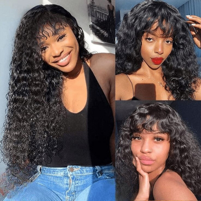 Water Wave Ready To Wear Glueless Wig With Bangs