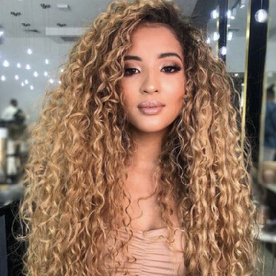 Highlight Honey Blonde Bouncy Curls 13x4 Transparent HD Lace Human Hair color