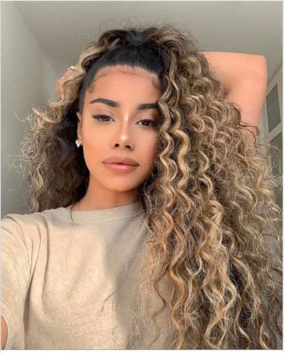 Highlight Honey Blonde Bouncy Curls 13x4 Transparent HD Lace Human Hair color