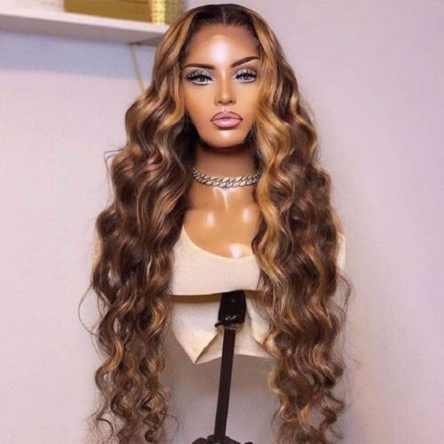 Highlight Honey Blonde Loose Deep Wave 13x4 Undetectable Lace Closure color