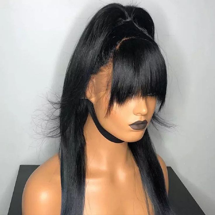 Wear and Go Versatile Straight Wig With Bangs Transparent HD Lace Human Hair glueless