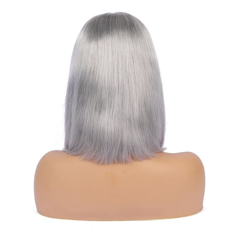 Bob 13x4 HD Transparent Lace Straight Wig Grey color