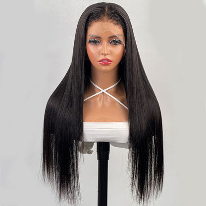 4C Edges Kinky Straight Natural Hairline Glueless Lace Wig