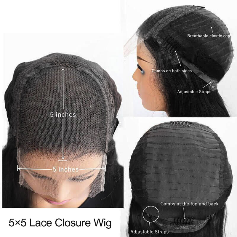 Water Wave 5x5 Closure Undetectable Lace Wig HD Lace Glueless