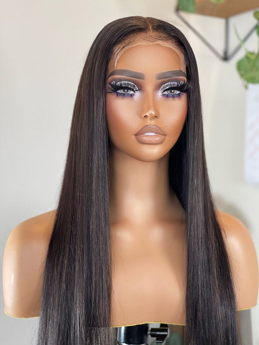 5x5 HD Lace Closure Wigs Brazilian Straight Remy Human Hair Wigs 180% Density