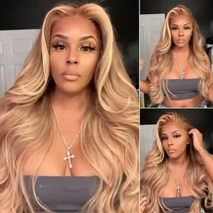 Body Wave Honey Blonde HD lace Human Hair wig Pre-Plucked #27 Color 13x6