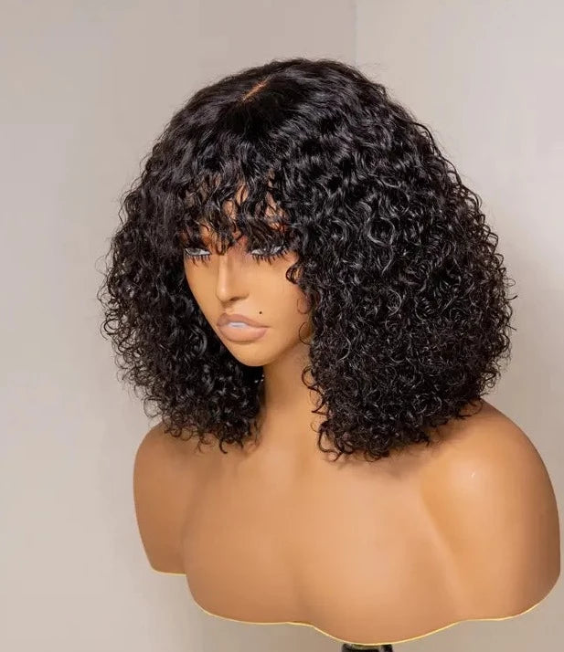 Curly Bob wig With Bangs Undetectable Lace Wig Glueless