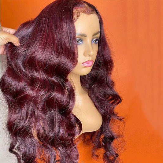 Body Wave Burgundy Lace Front Human Wig *color 99J*