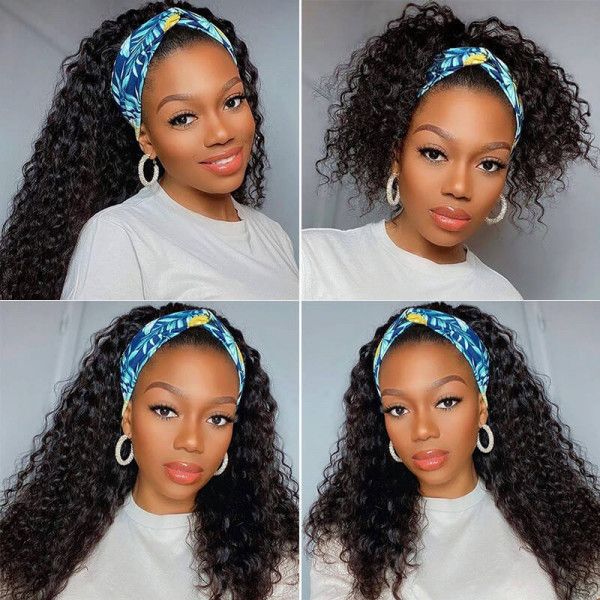 Water Wave Headband 100% Human Hair Wig