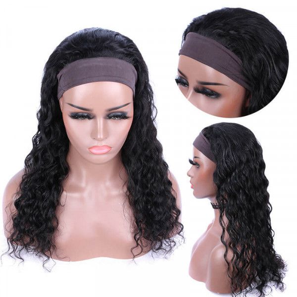 Water Wave Headband 100% Human Hair Wig