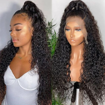 360 Jerry Curly Glueless Wig Virgin Human Hair 180% Density