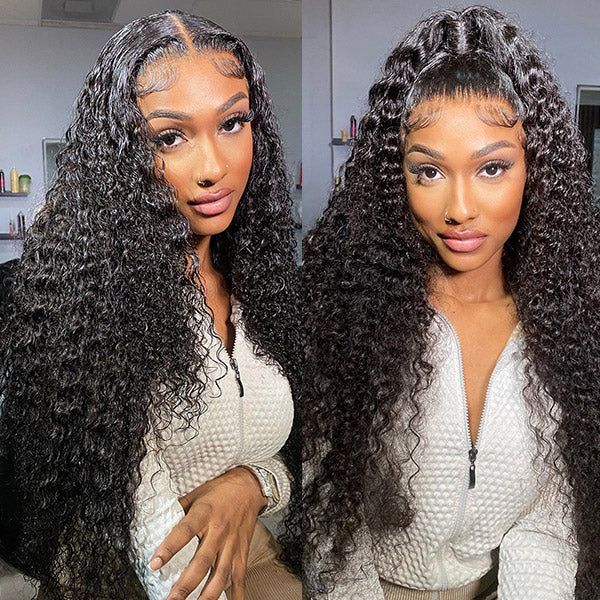 360 Jerry Curly Glueless Wig Virgin Human Hair 180% Density