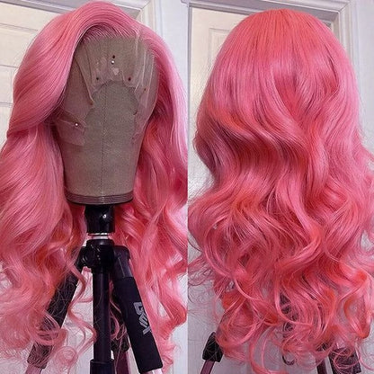 13X6 Loose Body Wave Bob Wig Pink Color